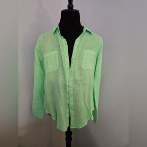 Lilly Pulitzer Green linen shirt Women's L NWT
